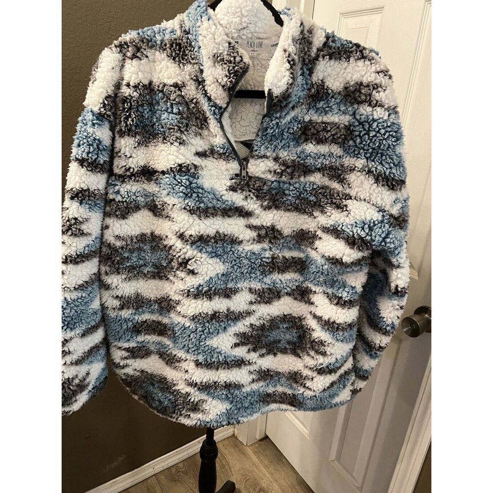 Peach love California 3/4 Zip Pullover Sweater Aztec Design Medium